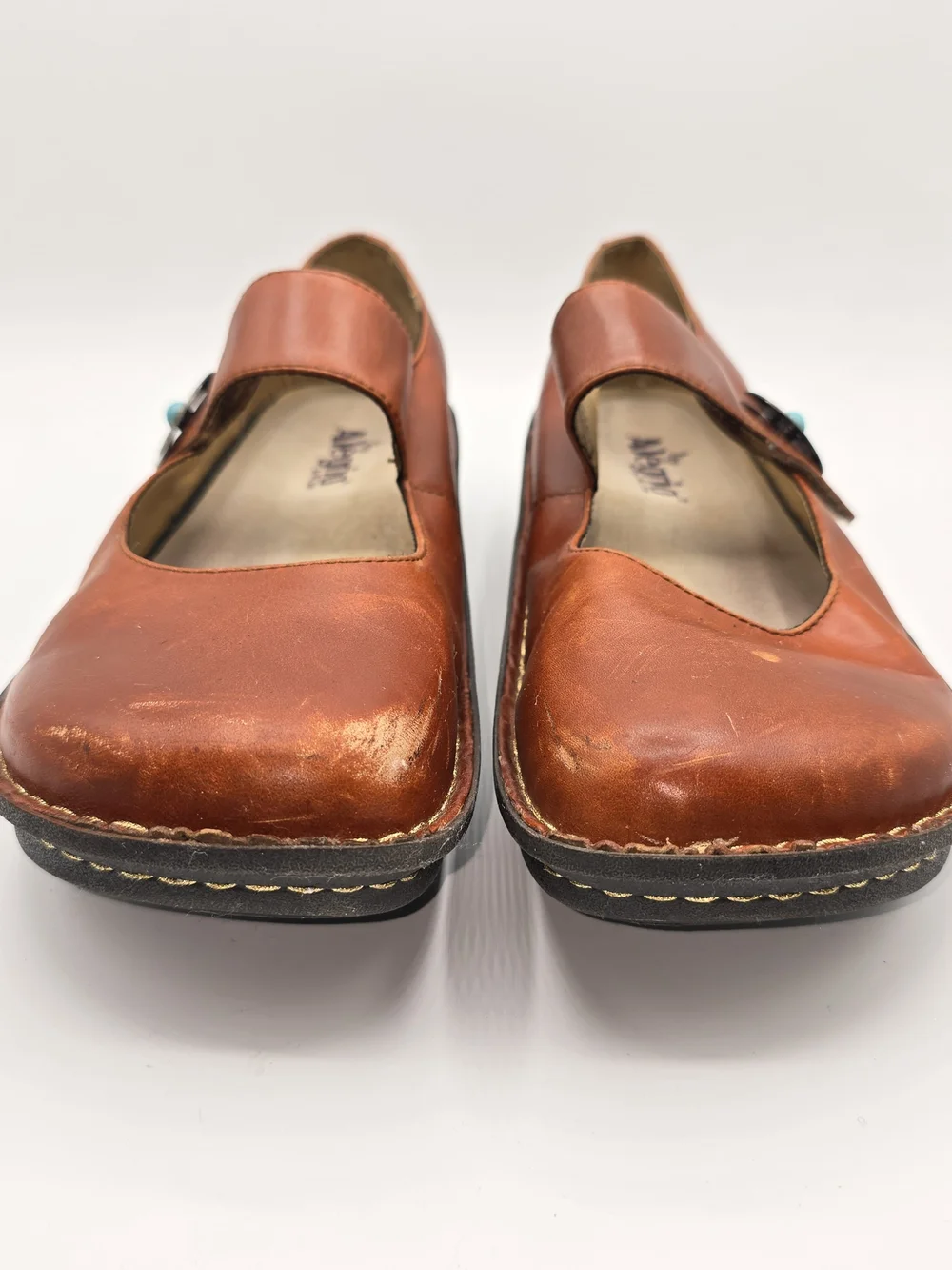 Mary Jane Shoes in Brown Leather Slip On Nursing All Day Wear Healthcare Work